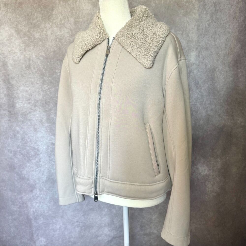 Athleta Westbound sherpa jacket womens M cream full zip aviator bomber cozycore